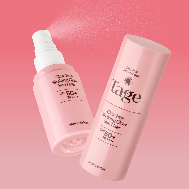 Tage Cica-Tree Shaking Glow Sun Fixer bottle, 50 ml
